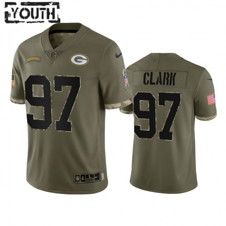 Camiseta Niño NFL Green Bay Packers Kenny Clark 97 Olive 2022 Salute To Service